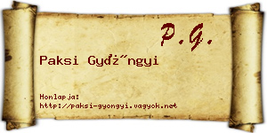 Paksi Gyöngyi névjegykártya