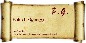 Paksi Gyöngyi névjegykártya
